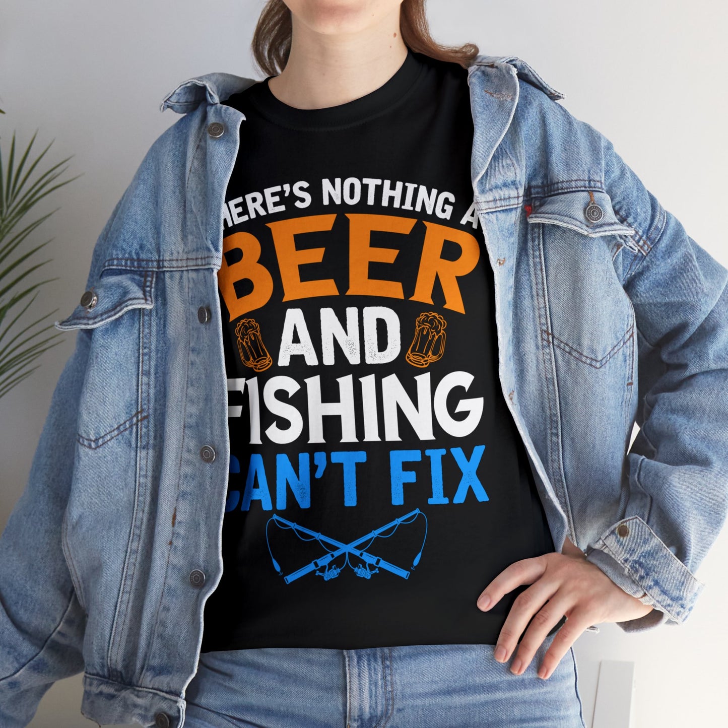 Nothing a Beer & Fishing Can't Fix - Unisex Heavy Cotton Tee