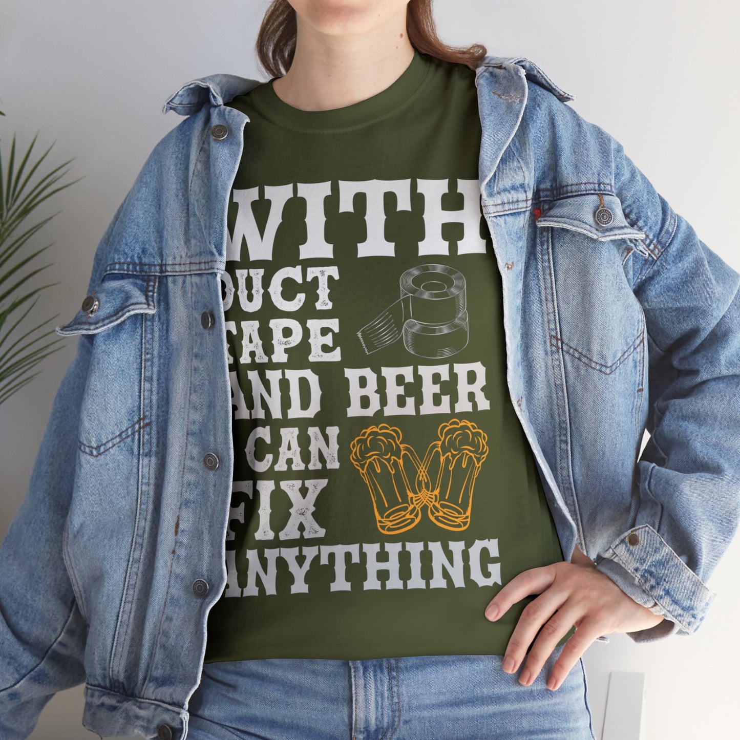 With Duct Tape & Beer - Unisex Heavy Cotton Tee