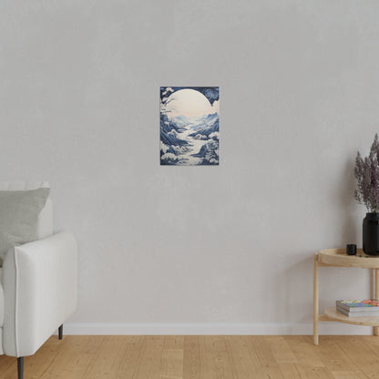 Moonlit Mountain Tranquility Matte Canvas