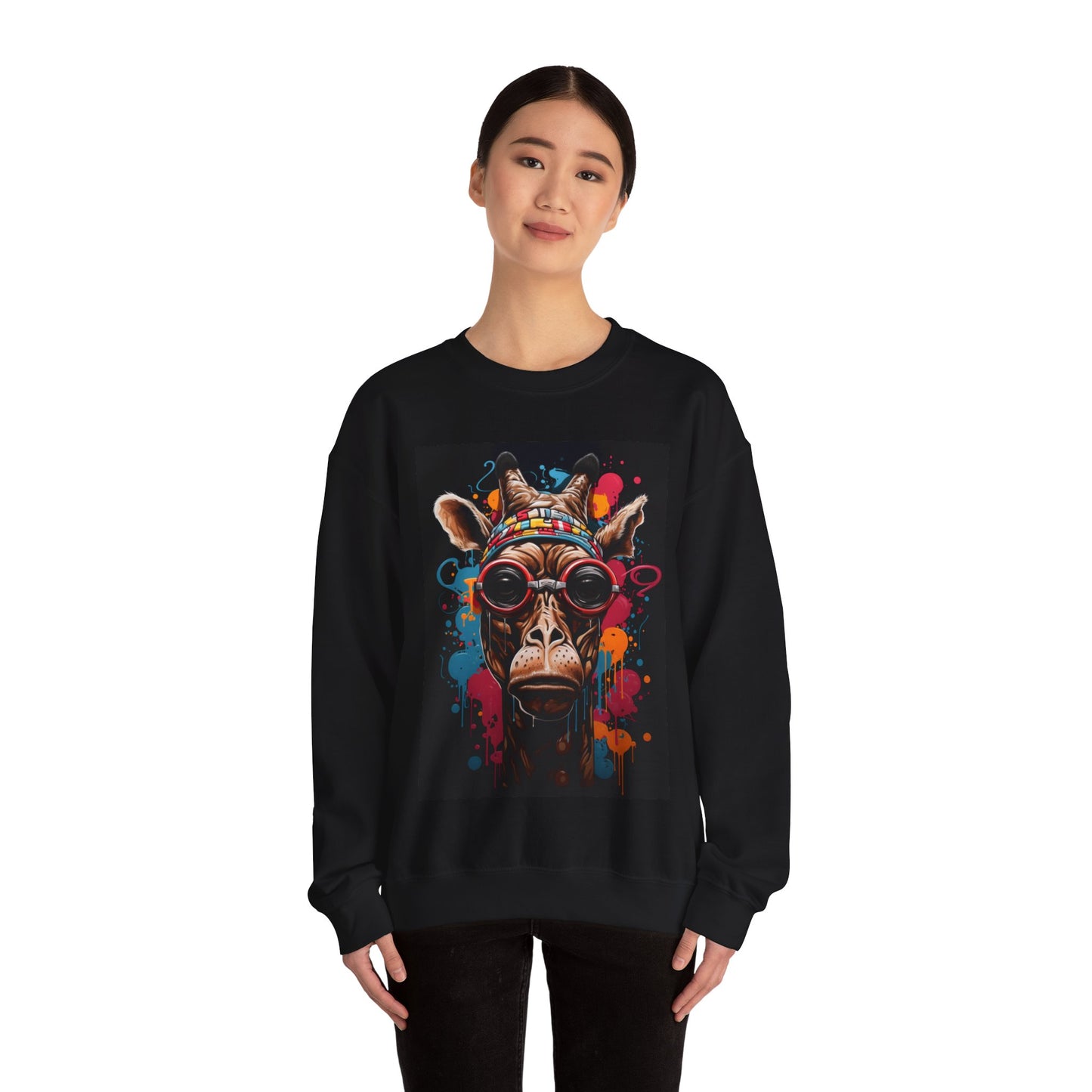 Colorful Urban Giraffe Crewneck Sweatshirt