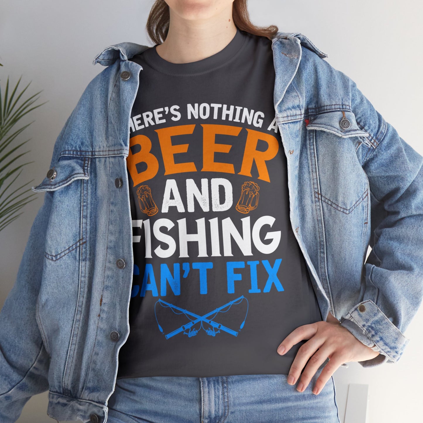 Nothing a Beer & Fishing Can't Fix - Unisex Heavy Cotton Tee