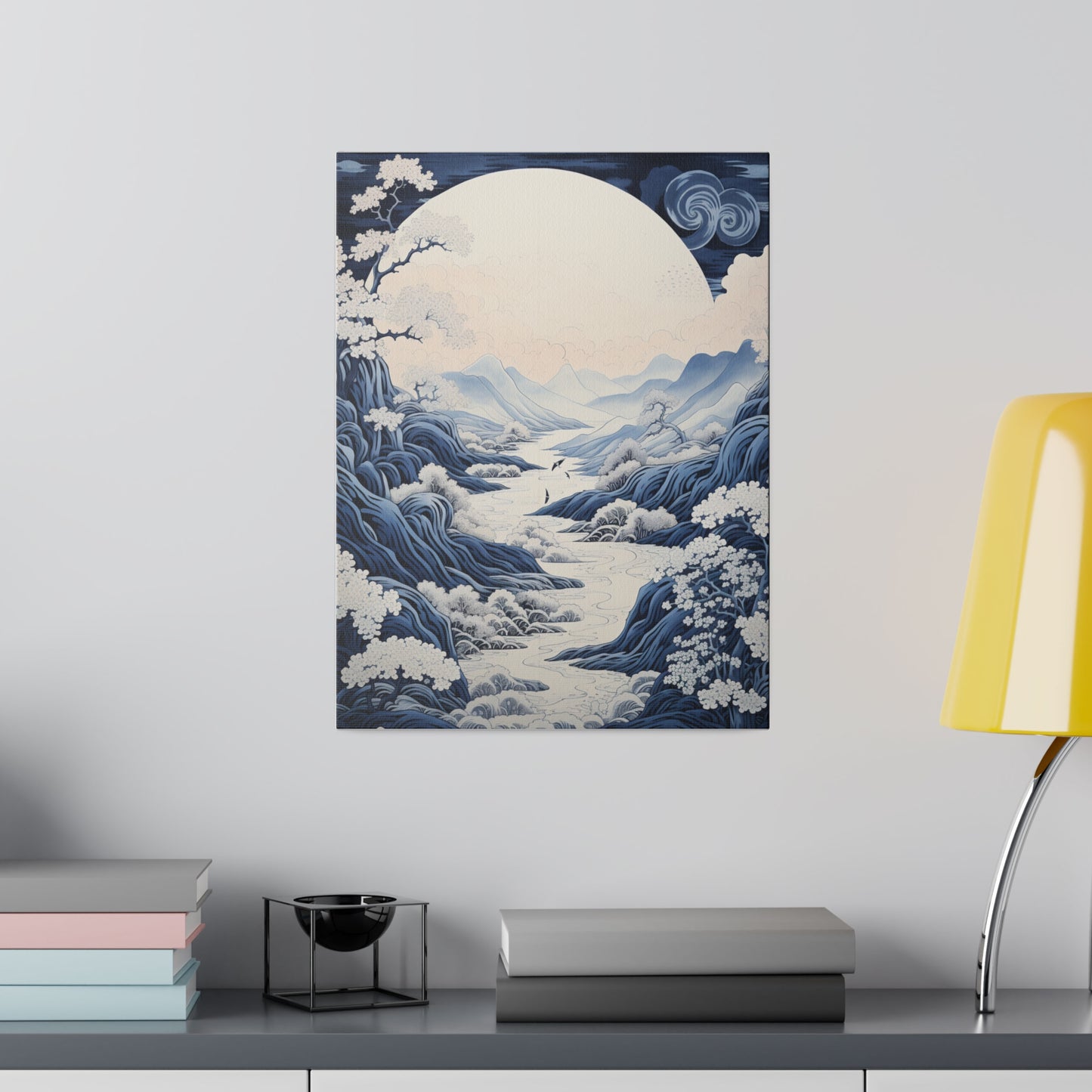 Moonlit Mountain Tranquility Matte Canvas