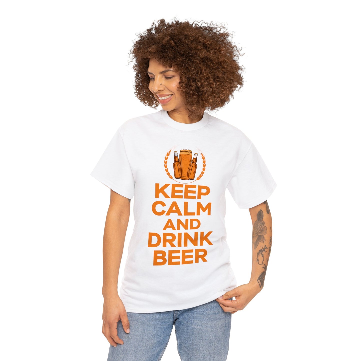 Keep Calm & Drink Beer - Unisex Heavy Cotton Tee