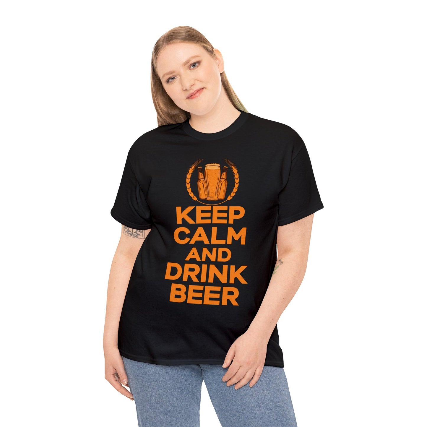 Keep Calm & Drink Beer - Unisex Heavy Cotton Tee