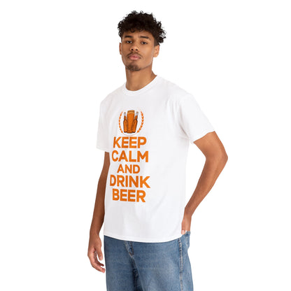 Keep Calm & Drink Beer - Unisex Heavy Cotton Tee