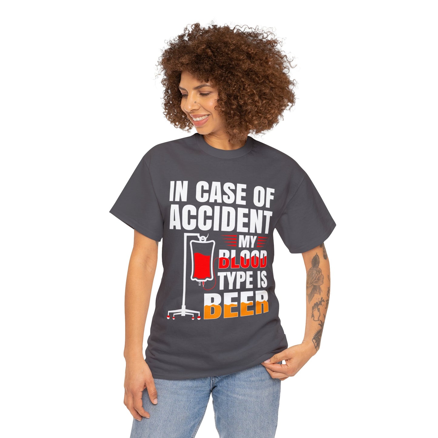 Blood Type is Beer - Unisex Heavy Cotton Tee