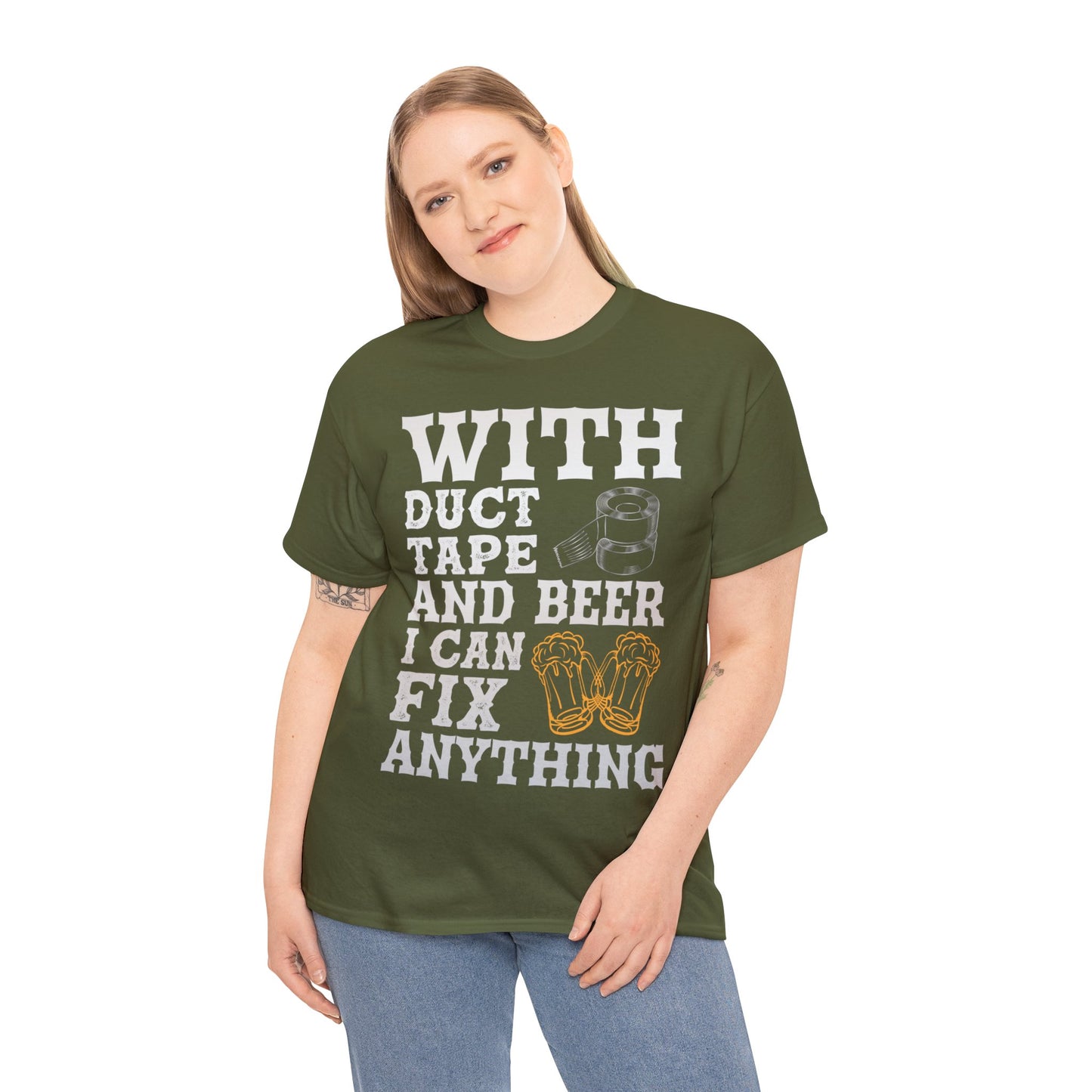 With Duct Tape & Beer - Unisex Heavy Cotton Tee