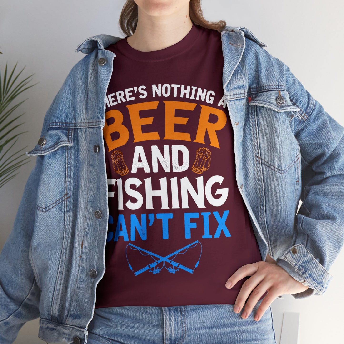 Nothing a Beer & Fishing Can't Fix - Unisex Heavy Cotton Tee