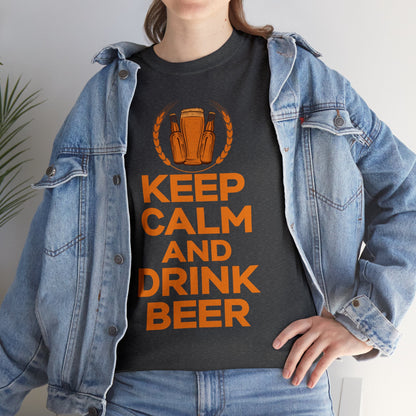 Keep Calm & Drink Beer - Unisex Heavy Cotton Tee