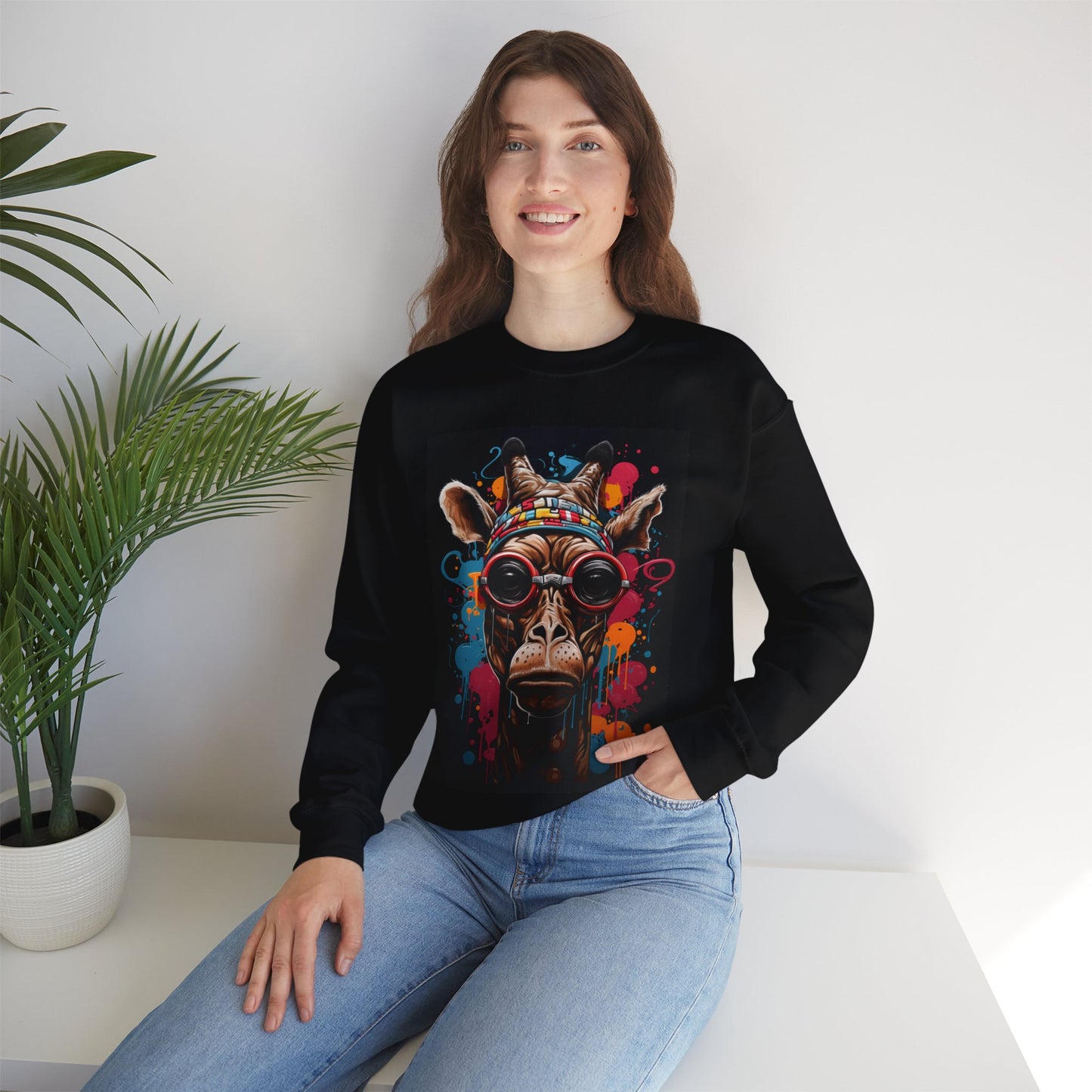 Colorful Urban Giraffe Crewneck Sweatshirt