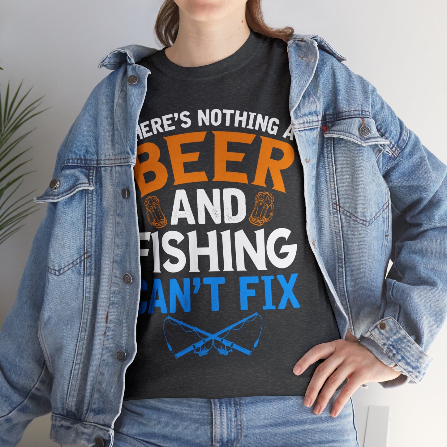 Nothing a Beer & Fishing Can't Fix - Unisex Heavy Cotton Tee