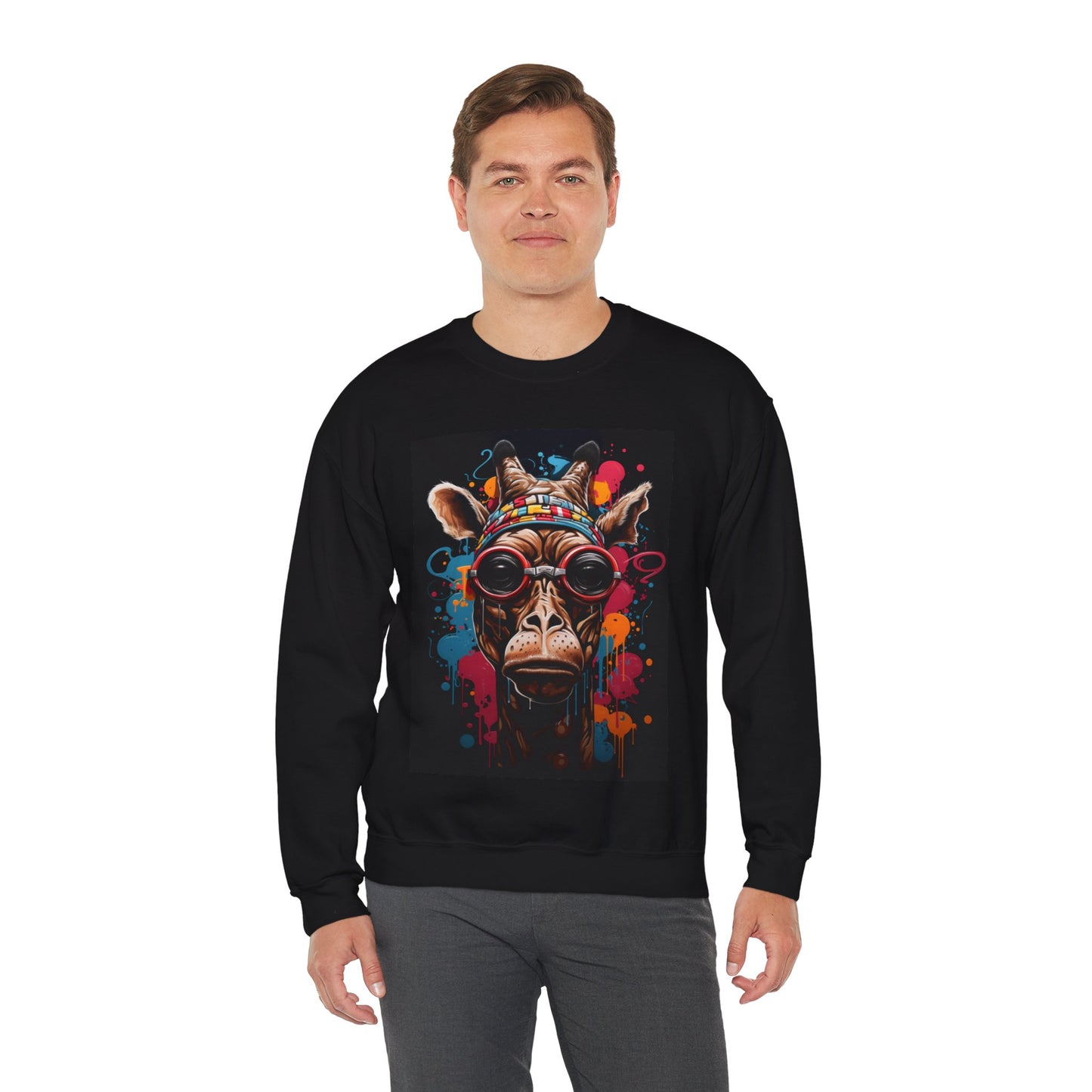 Colorful Urban Giraffe Crewneck Sweatshirt