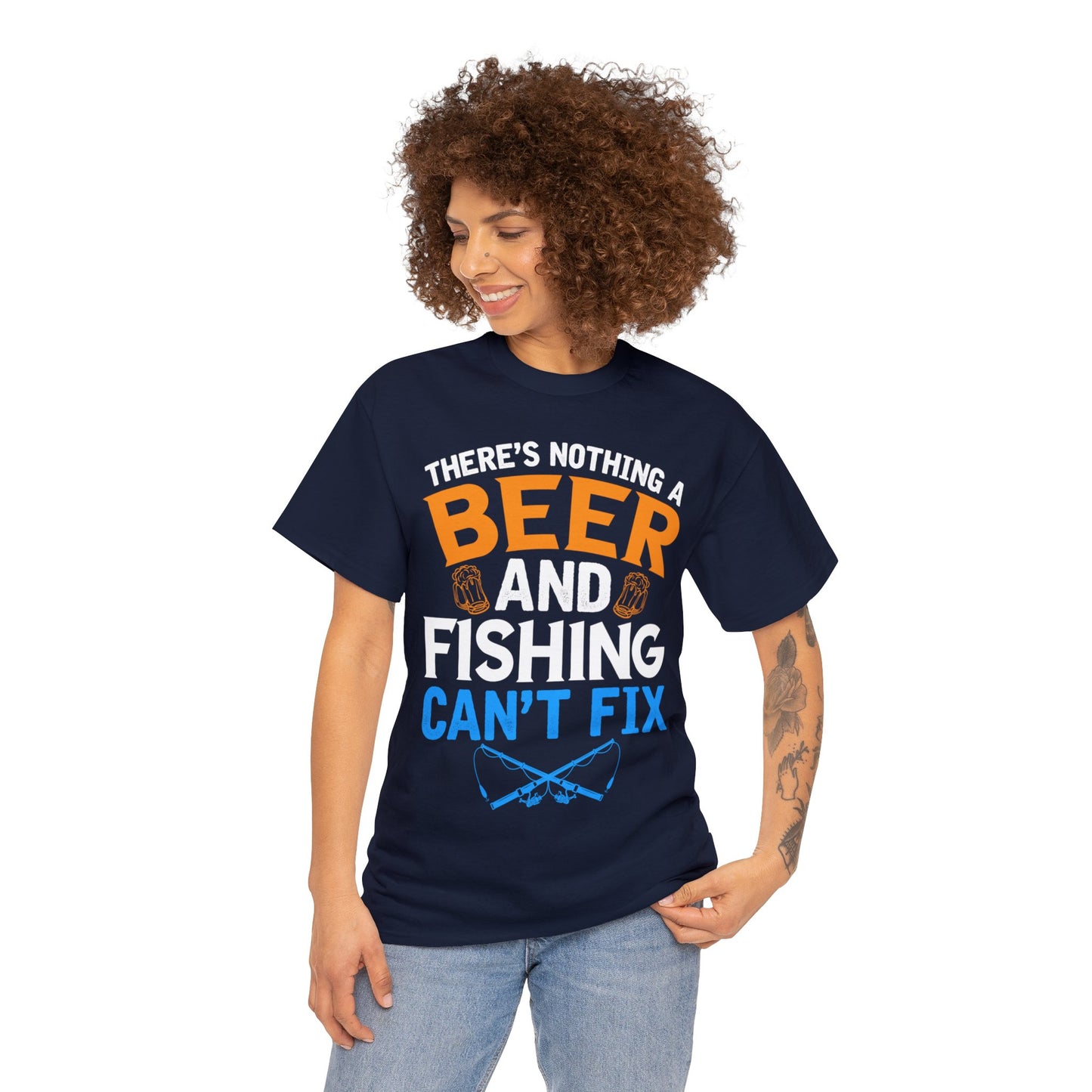 Nothing a Beer & Fishing Can't Fix - Unisex Heavy Cotton Tee