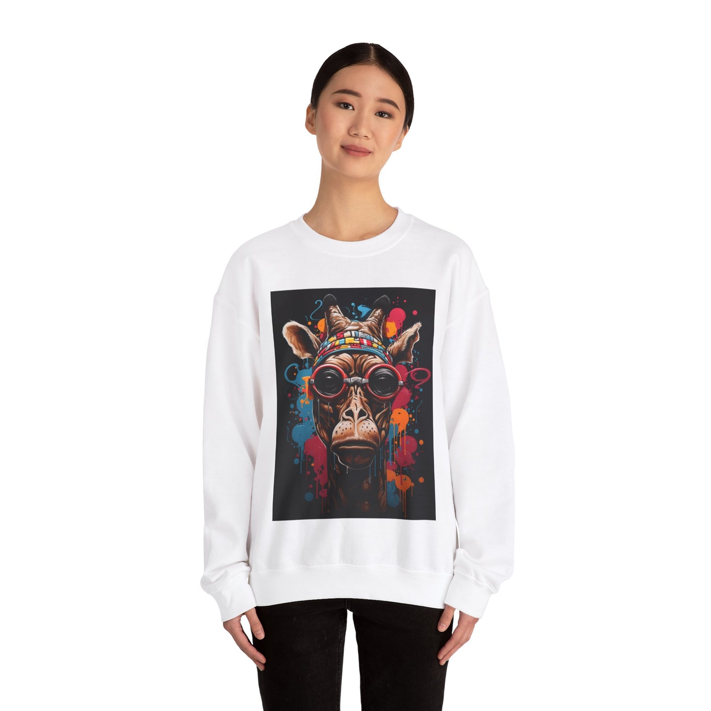 Colorful Urban Giraffe Crewneck Sweatshirt