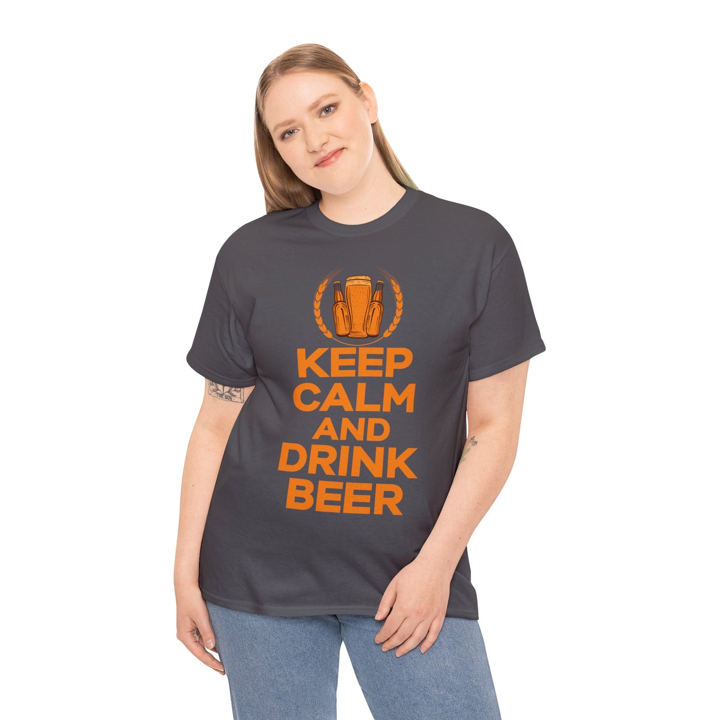 Keep Calm & Drink Beer - Unisex Heavy Cotton Tee