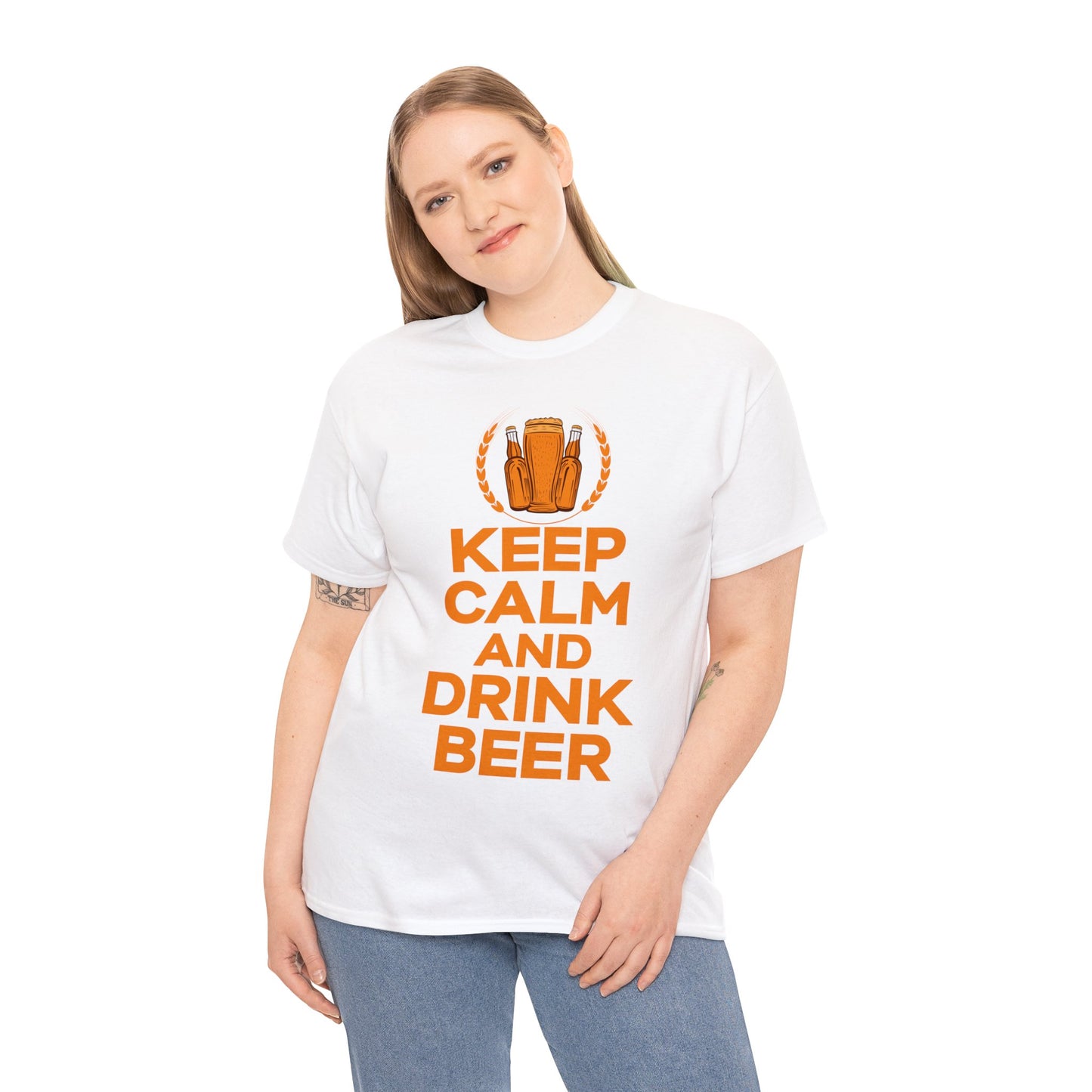 Keep Calm & Drink Beer - Unisex Heavy Cotton Tee