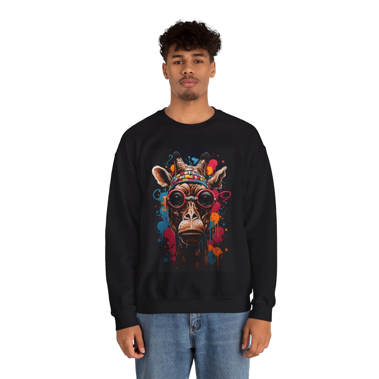 Colorful Urban Giraffe Crewneck Sweatshirt