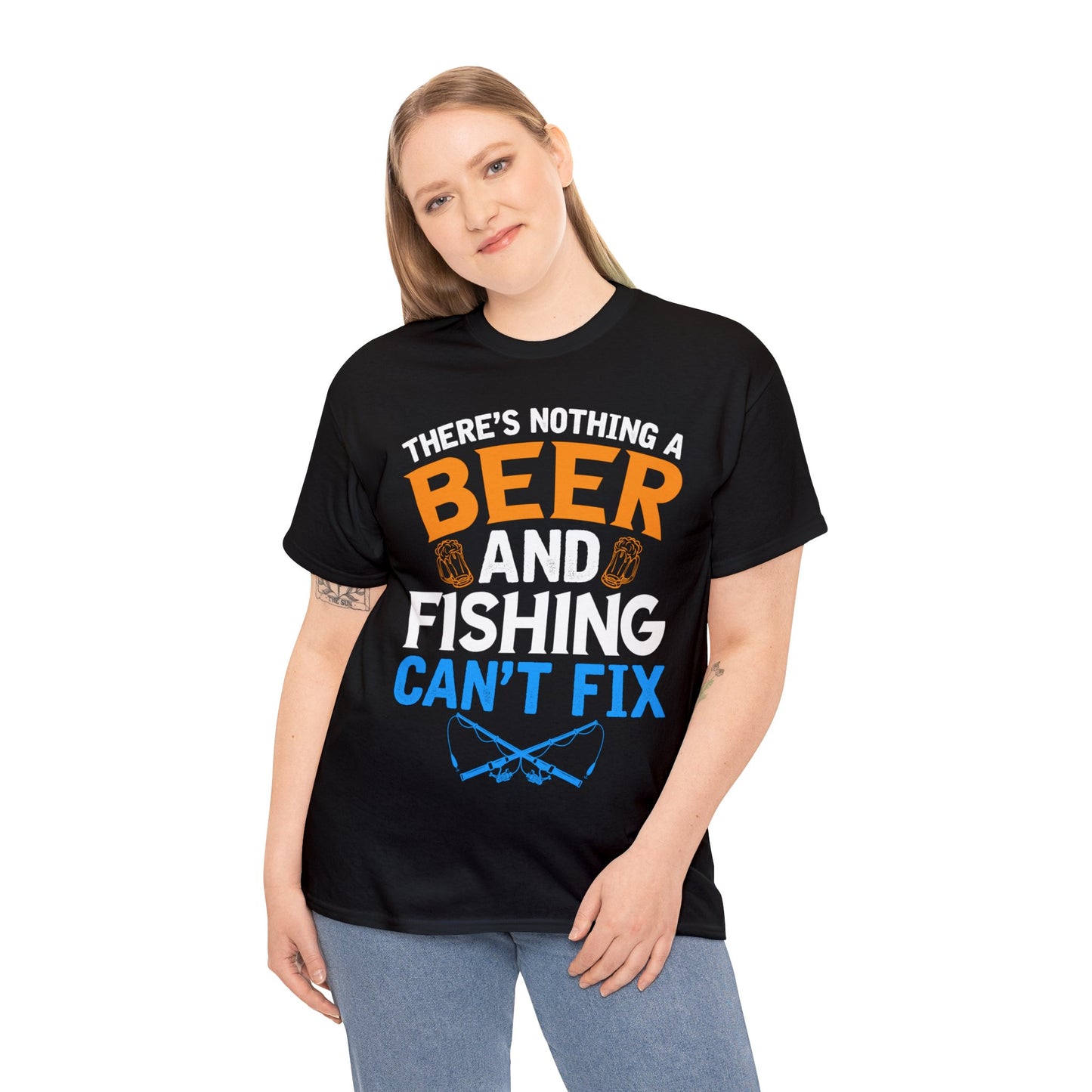 Nothing a Beer & Fishing Can't Fix - Unisex Heavy Cotton Tee