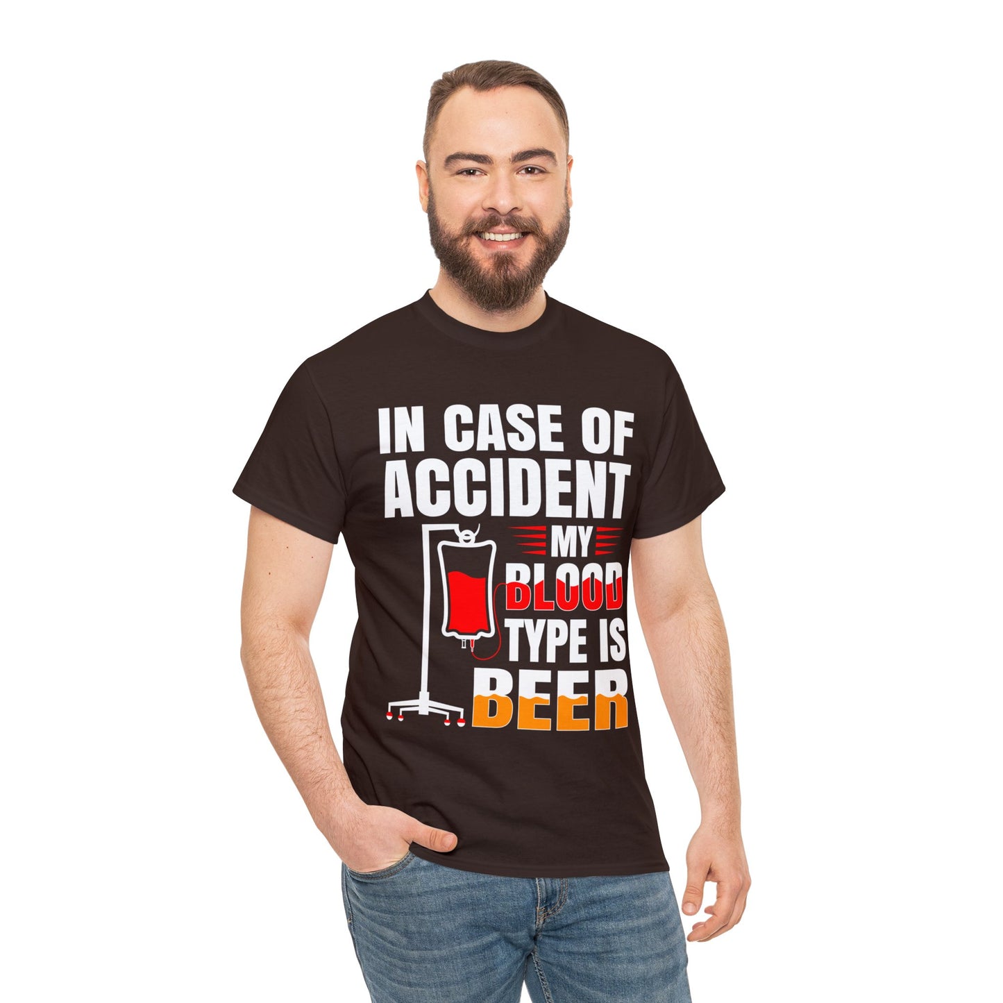 Blood Type is Beer - Unisex Heavy Cotton Tee