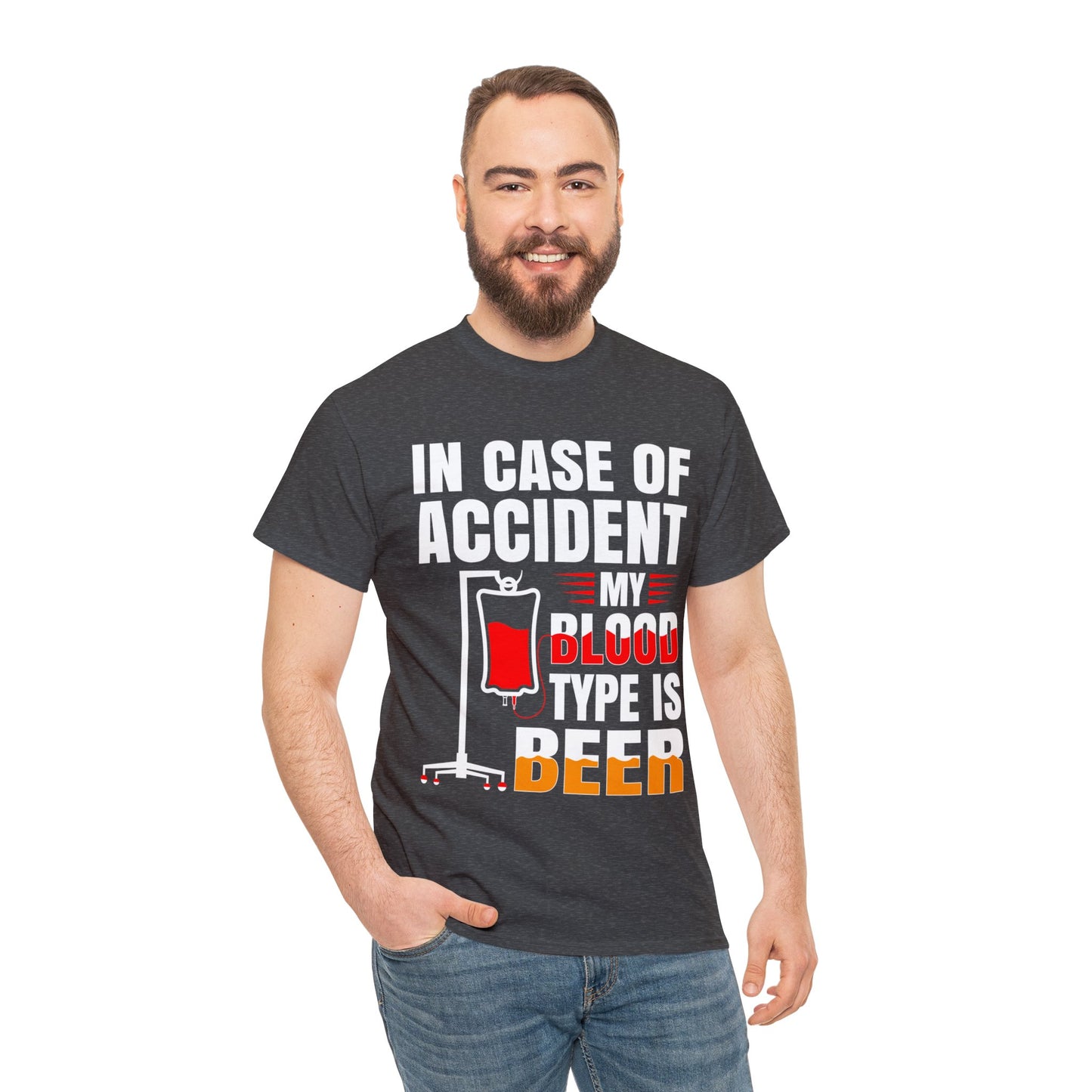 Blood Type is Beer - Unisex Heavy Cotton Tee