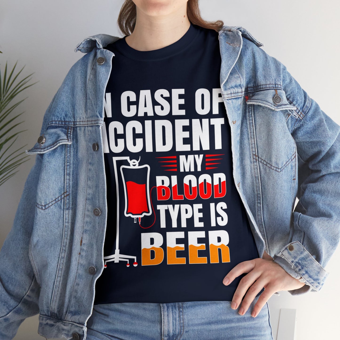 Blood Type is Beer - Unisex Heavy Cotton Tee