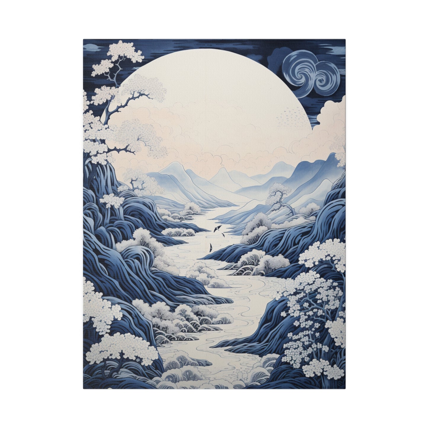 Moonlit Mountain Tranquility Matte Canvas