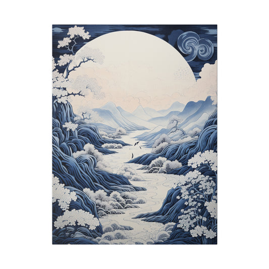 Moonlit Mountain Tranquility Matte Canvas