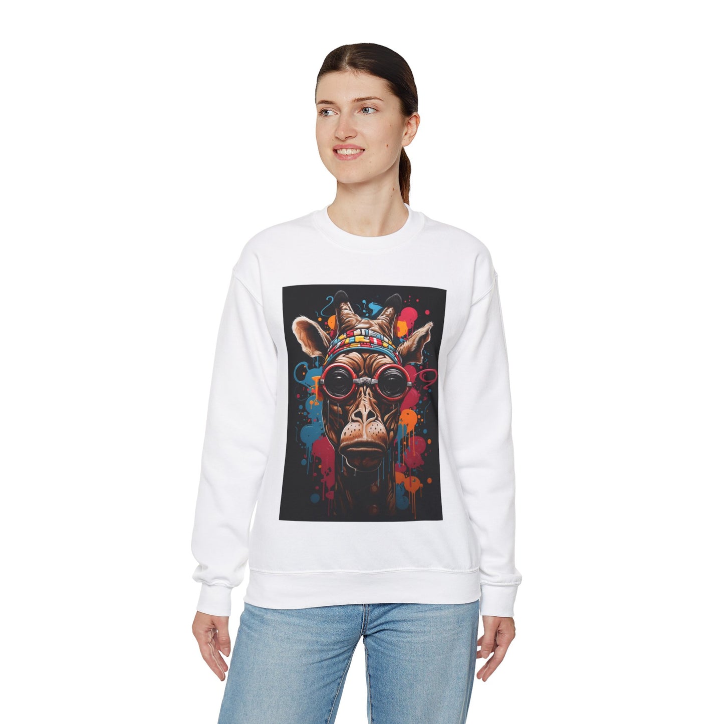 Colorful Urban Giraffe Crewneck Sweatshirt