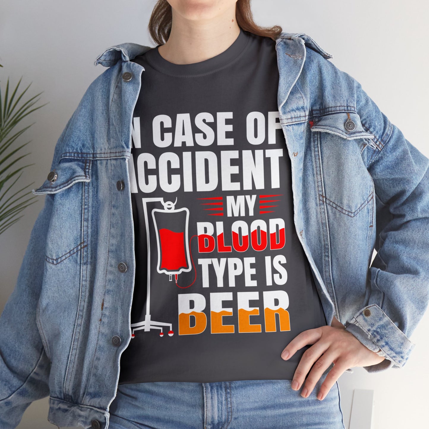 Blood Type is Beer - Unisex Heavy Cotton Tee