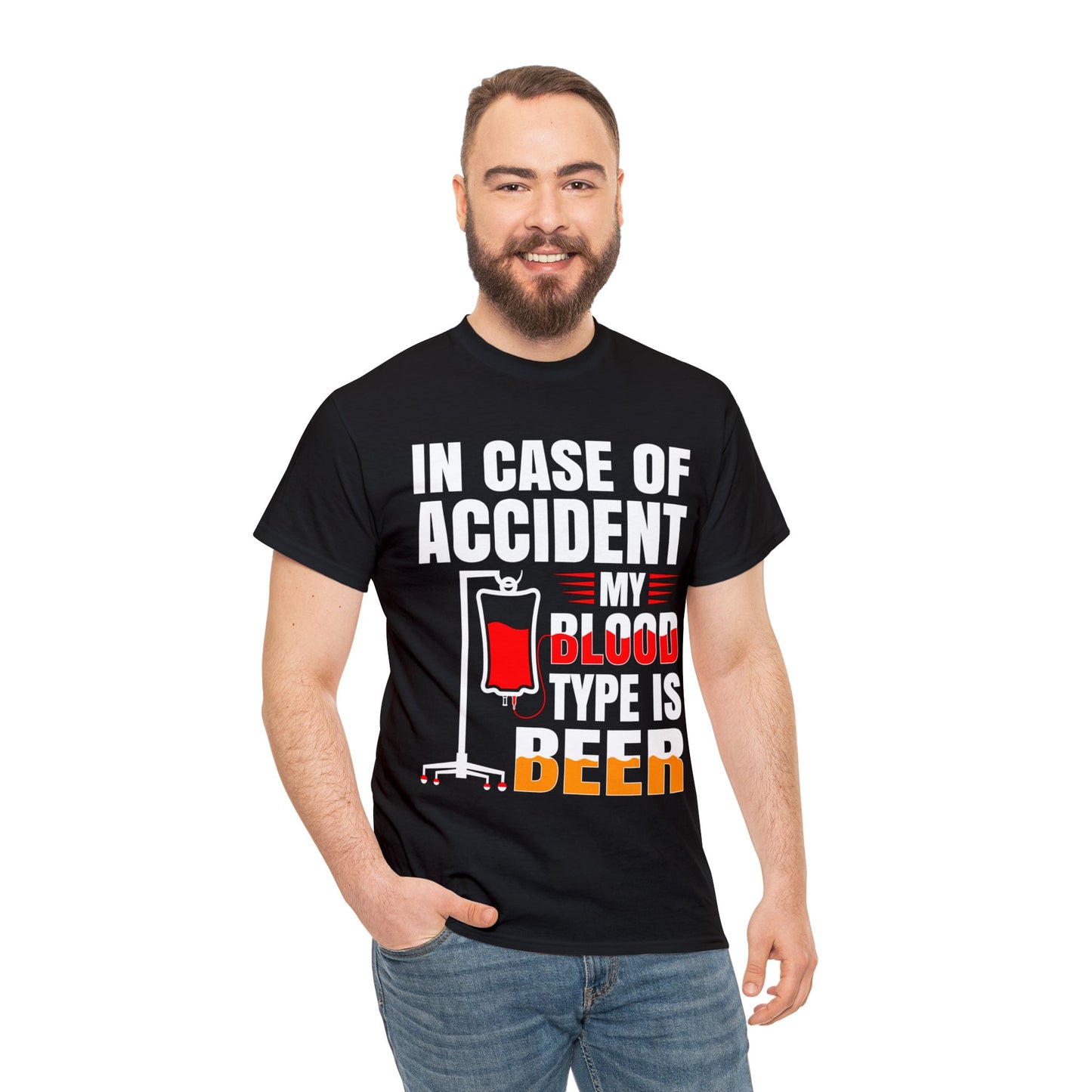 Blood Type is Beer - Unisex Heavy Cotton Tee