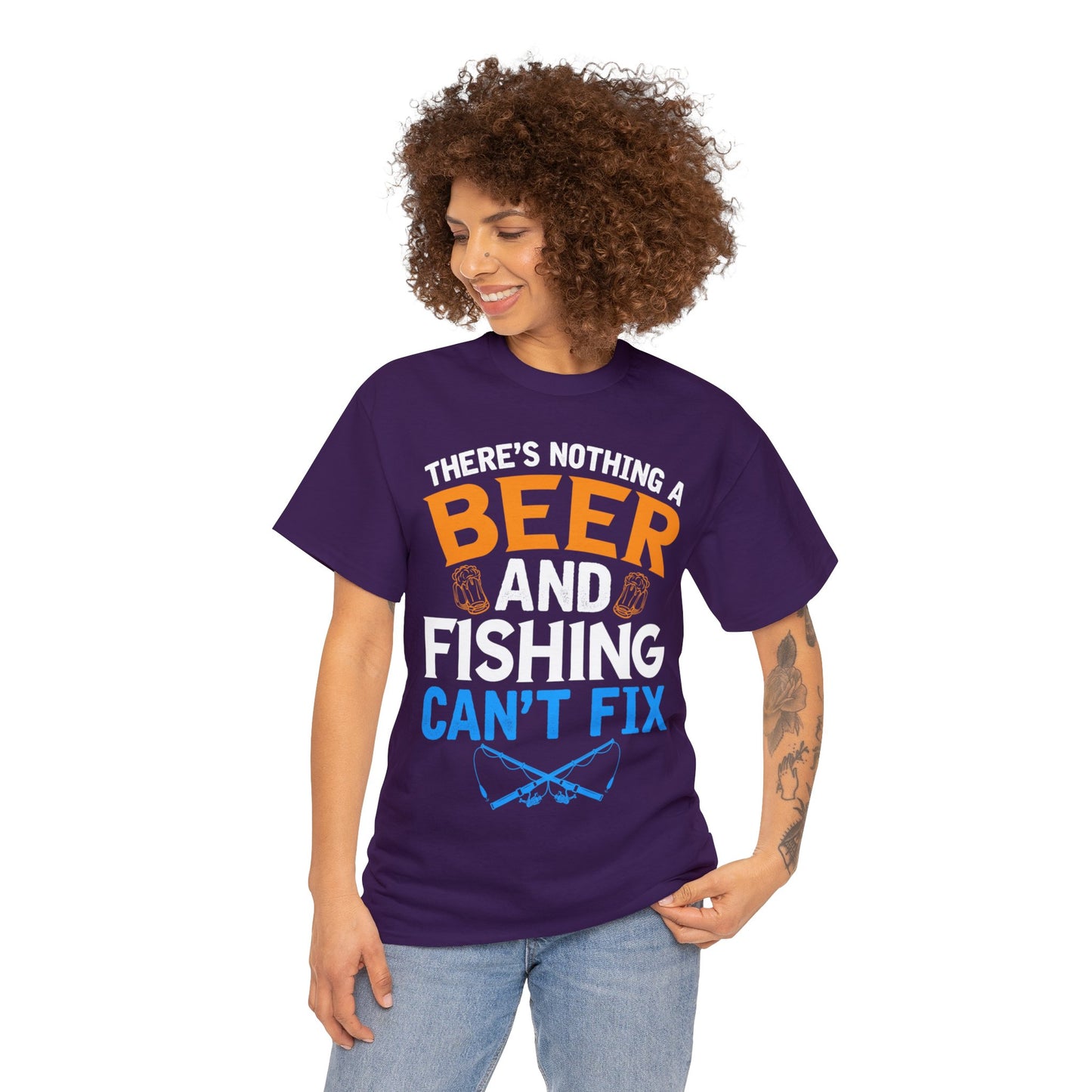 Nothing a Beer & Fishing Can't Fix - Unisex Heavy Cotton Tee