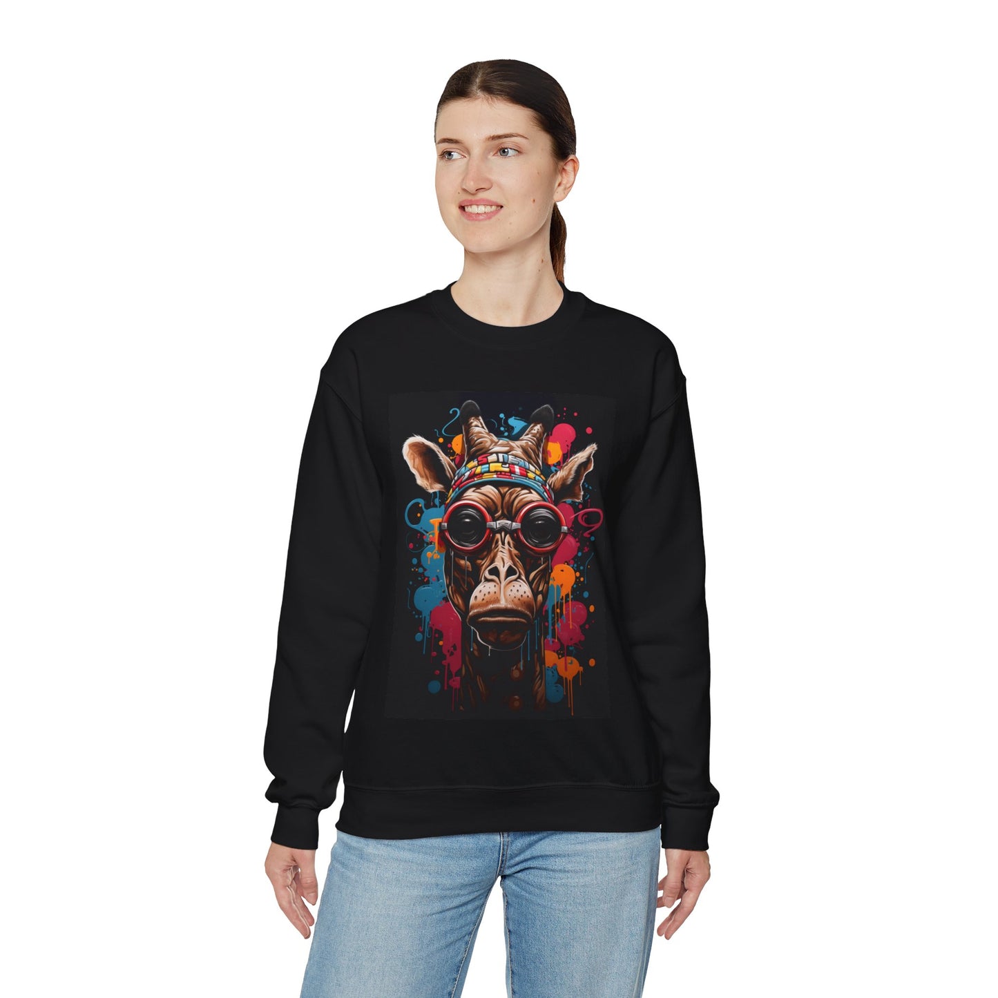 Colorful Urban Giraffe Crewneck Sweatshirt