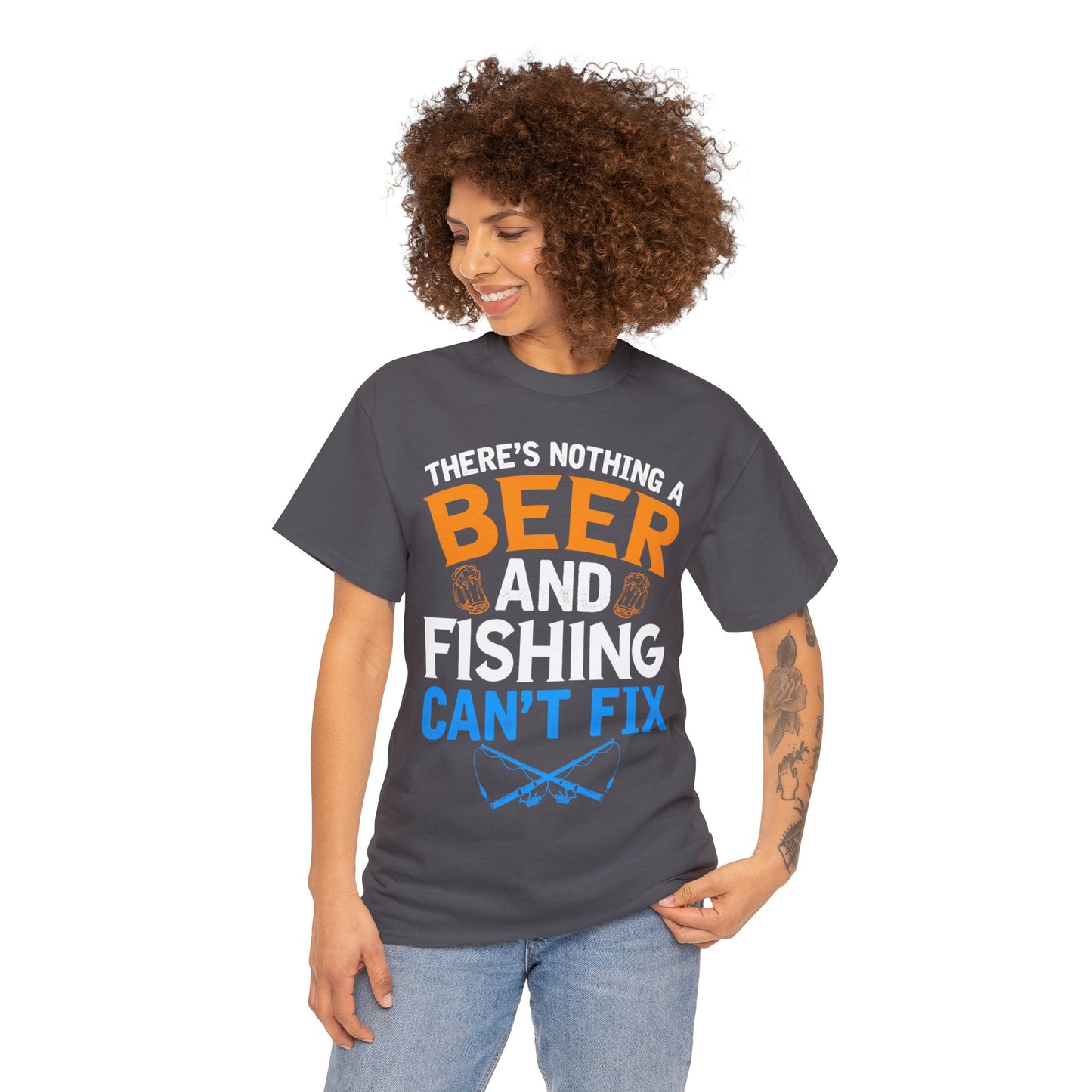 Nothing a Beer & Fishing Can't Fix - Unisex Heavy Cotton Tee