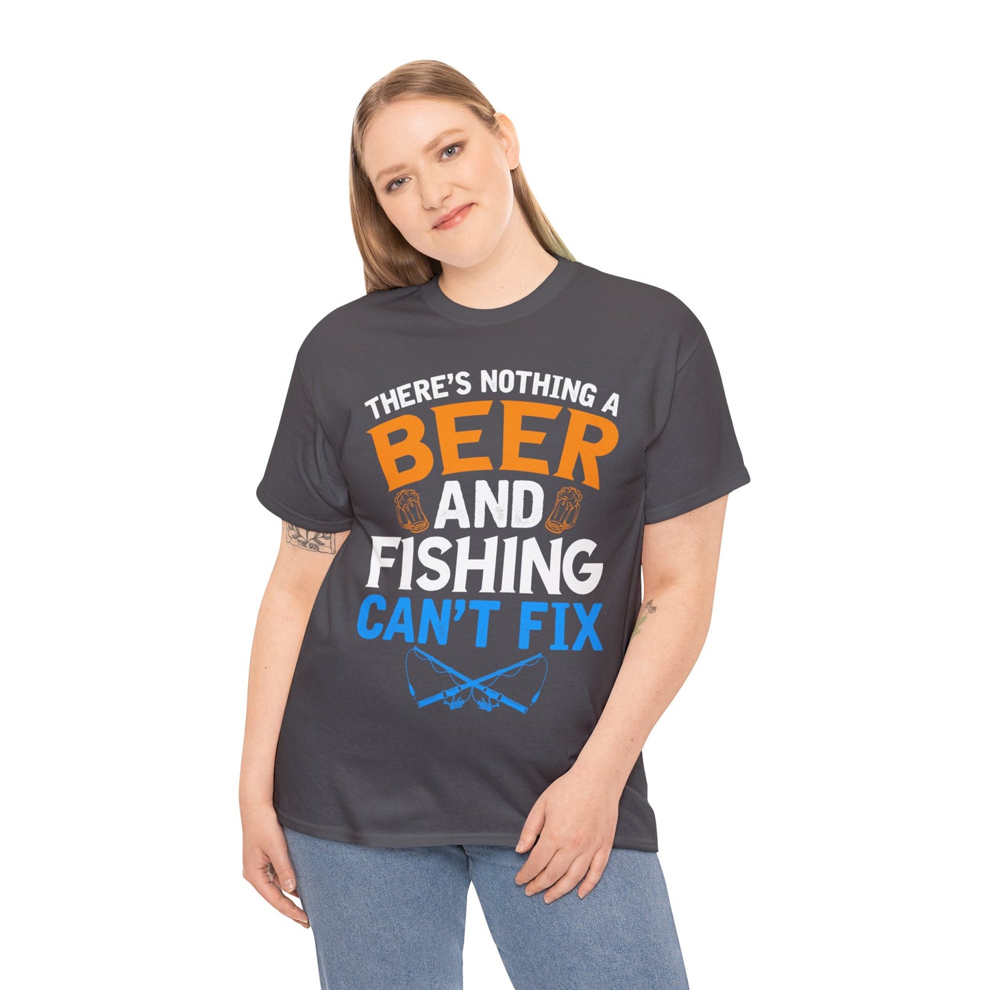 Nothing a Beer & Fishing Can't Fix - Unisex Heavy Cotton Tee