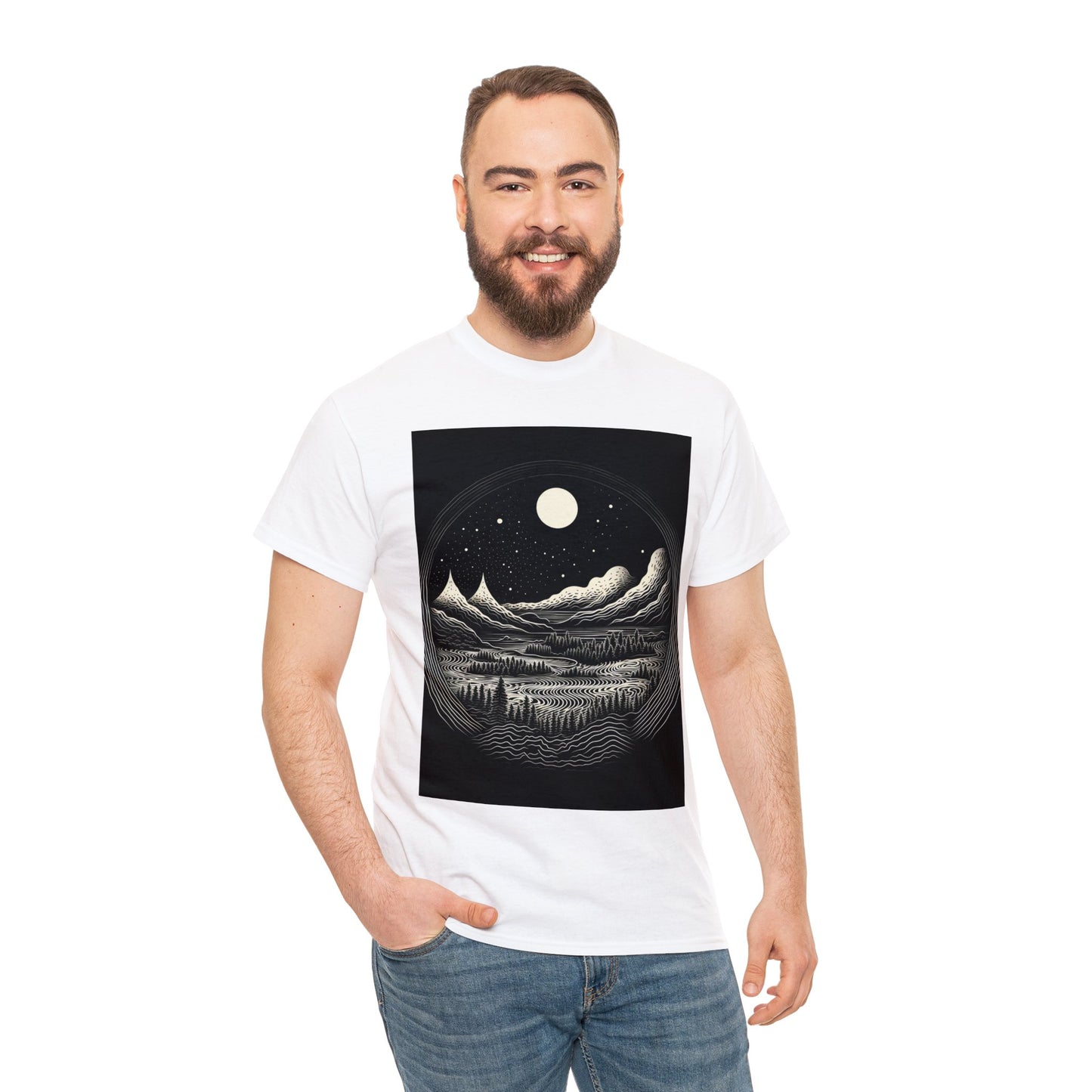 Moonlit Reflections - Unisex Heavy Cotton Tee